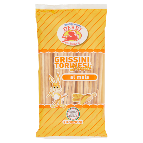 Grissinificio Linea Derby Grissini Torinesi Stirati al mais 5 x 50 g