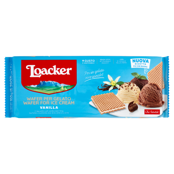 Loacker Wafer per Gelato Vanilla con crema alla vaniglia Bourbon 150g