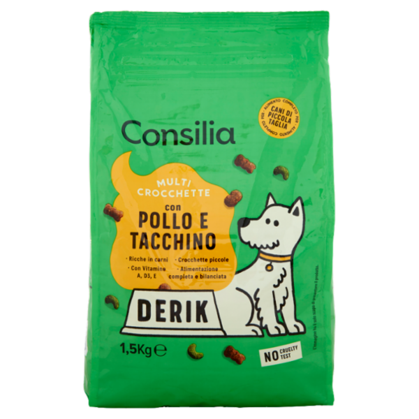 Consilia Derik Cane Multi Crocchette con Pollo e Tacchino 1,5 kg