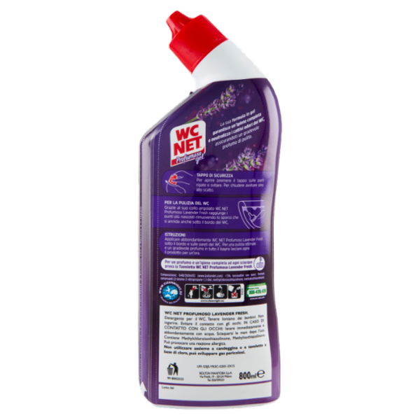 Wc Net - Pulitore WC Liquido, Profumoso Gel, Anticalcare e Igienizzante, Lavender Fresh, 800 ml