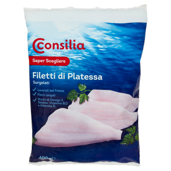 Consilia Filetti di Platessa Naturale IQF Surgelati 600 g