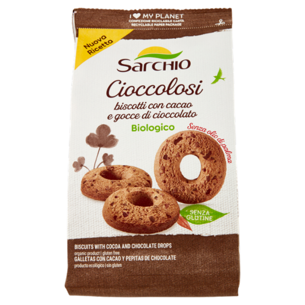 Sarchio Cioccolosi biscotti con cacao e gocce di cioccolato Biologico 200 g