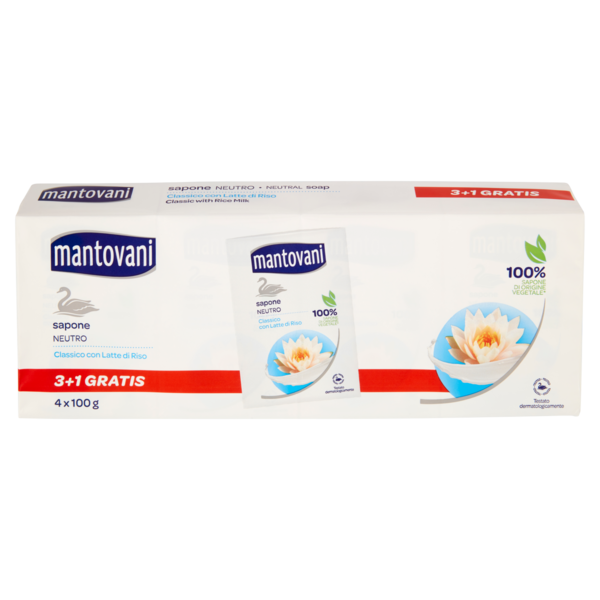 mantovani sapone Neutro Classico con Latte di Riso 4 x 100 g