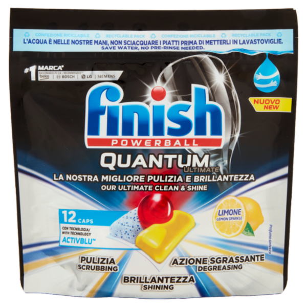 Finish Ultimate All in One Lemon pastiglie lavastoviglie 12 lavaggi 150 gr