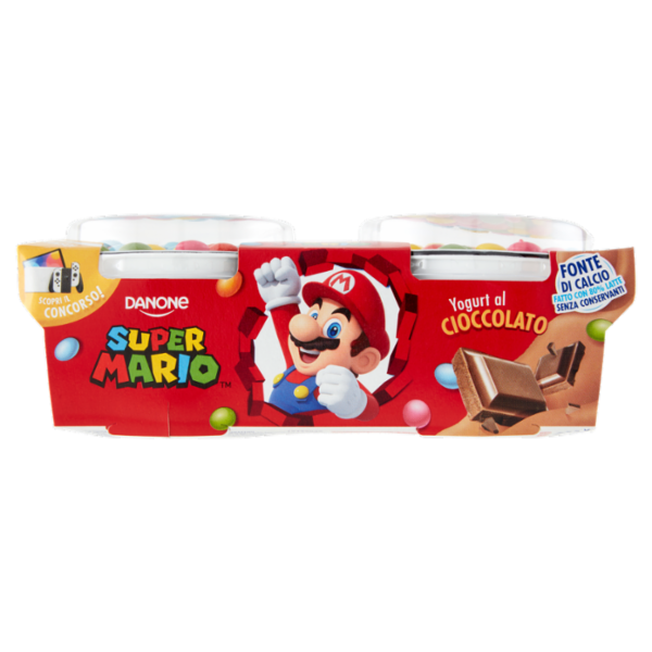 Danone Super Mario, Yogurt gusto Cioccolato con Confettini, 2x110g