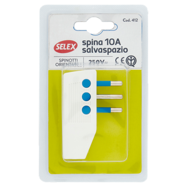 Selex Spina Salvaspazio 10A(Ita) con Spinotti Orientabili e Uscita Cavo 90° Bianco