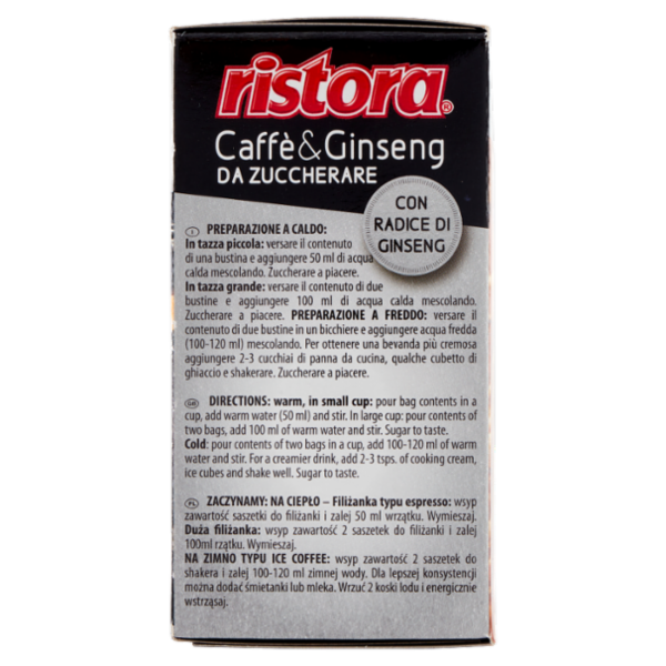 ristora Preparato istantaneo per bevanda al gusto di Caffè & Ginseng da Zuccherare 10 x 7 g
