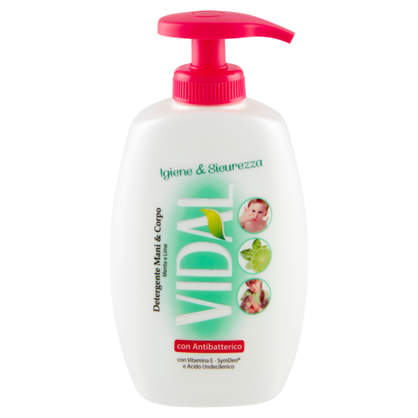Vidal Igiene & Sicurezza Detergente Mani & Corpo Menta e Lime con Antibatterico 300 ml