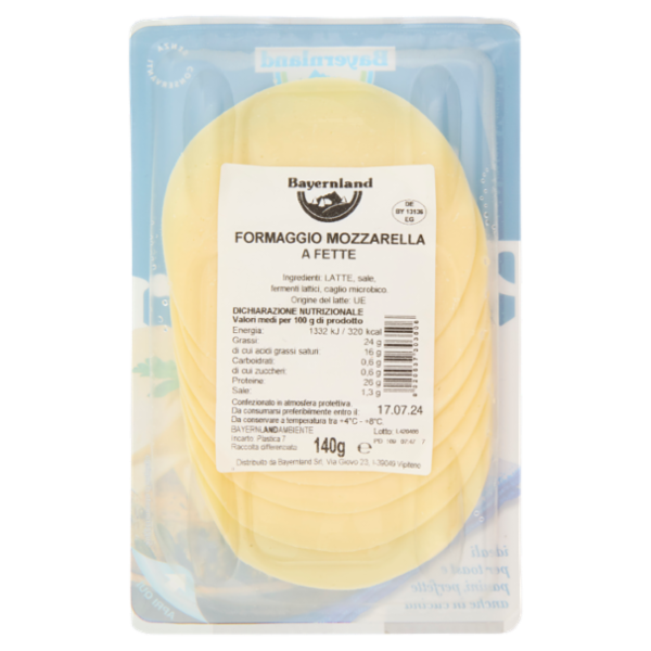 Bayernland mozzarella Formaggio a Fette 140 g