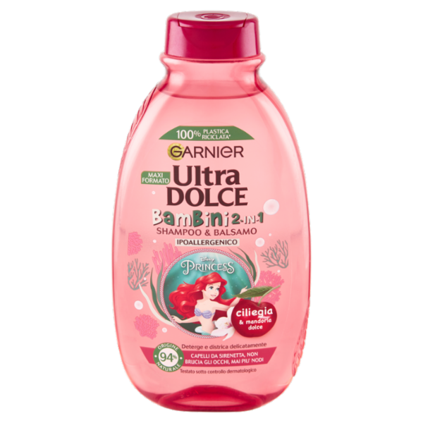 Garnier Ultra Dolce Shampoo 2in1 per Bambine alla Ciliegia e Mandorla Dolce, 300 ml