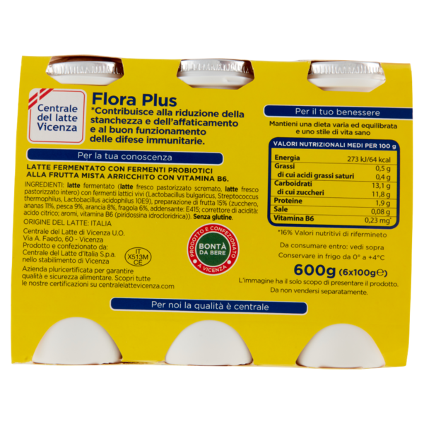 Centrale del latte Vicenza Flora Plus Frutta Mix 6 x 100 g