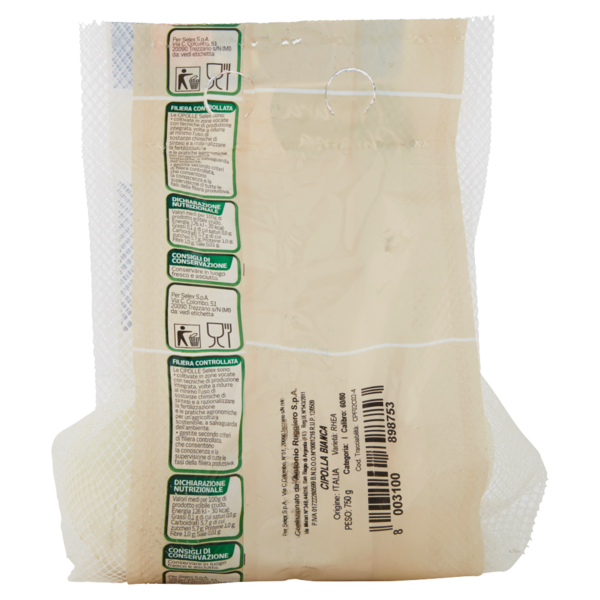 Selex Natura Chiama Cipolla Bianca - Calibri Vari - Preconfezionata 750 g