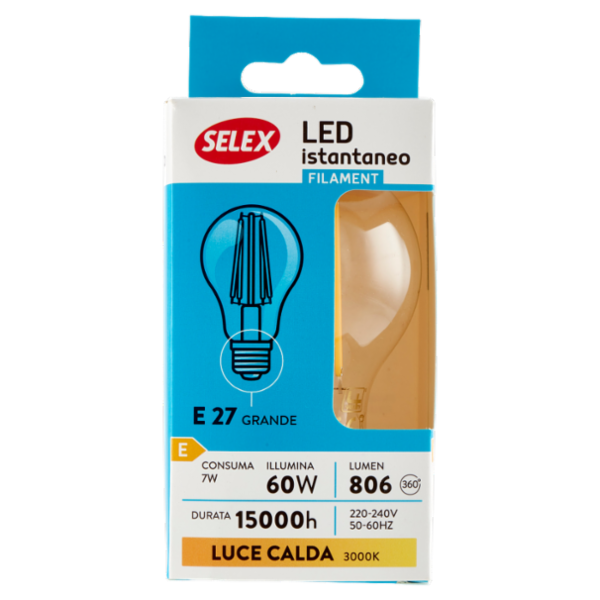 Selex Lampadina Led Goccia E27 7W Luce Calda