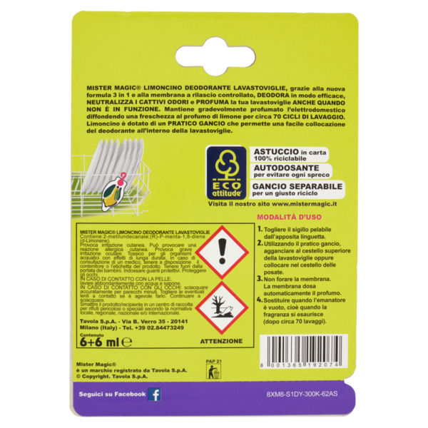 Mister Magic Limoncino Deodorante Lavastoviglie 6+6 ml