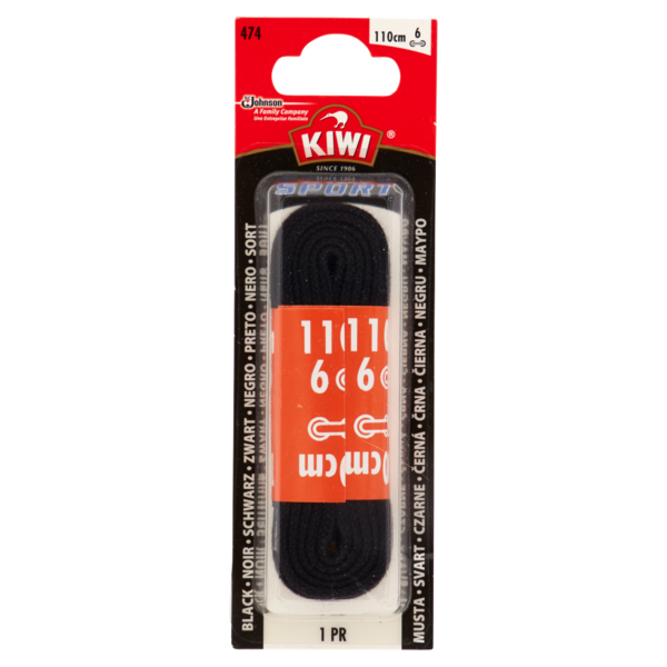 Kiwi Sport Stringhe Piatte 110 cm Nero 1 Paio