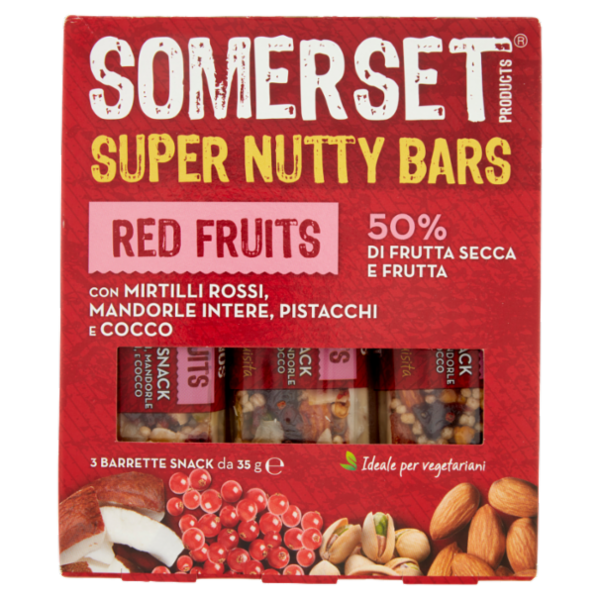 Somerset Super Nutty Bars Red Fruits Barrette Snack 3 x 35 g