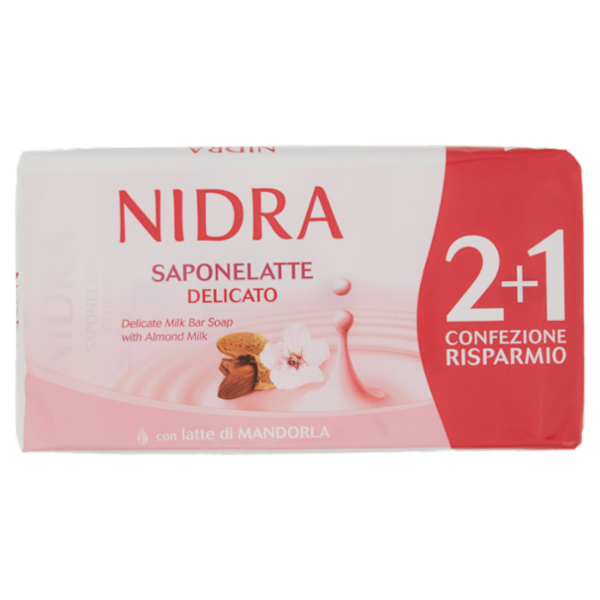 Nidra Saponelatte Delicato con latte di Mandorla 3 x 90 g