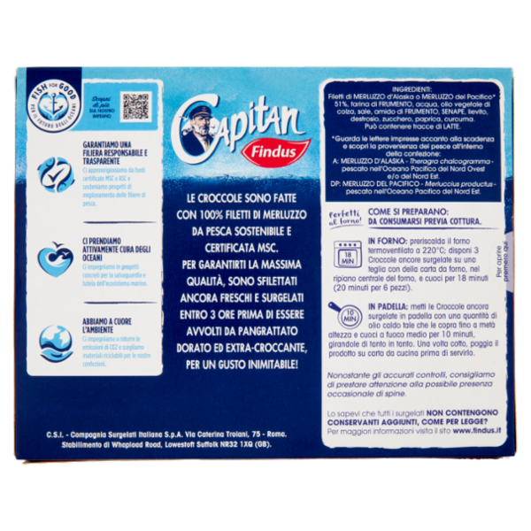 Capitan Findus 6 Croccole con 100% Filetti di Merluzzo 600 g