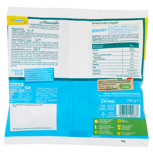 Orogel Il Benessere le Meraviglie Tortini di Verdure Surgelati 240 g