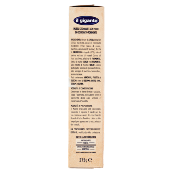 IL GIGANTE Muesli con Cioccolato Fondente 375 g