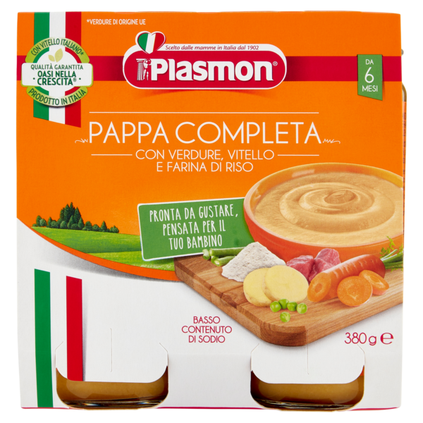 Plasmon Pappa Completa con Verdure, Vitello e Farina di Riso 2 x 190 g