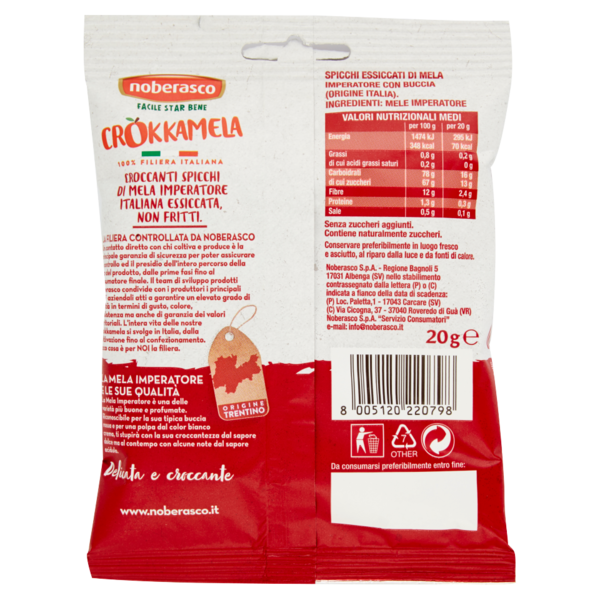 noberasco Crokkamela Mela Imperatore a Spicchi Essiccata 20 g
