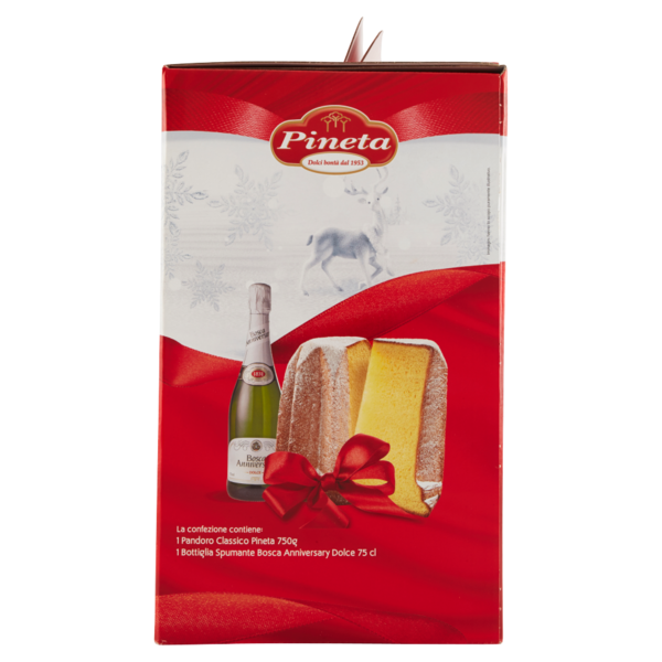 Pineta Buone Feste con Pandoro Pineta Classico 750 g - Spumante Bosca Anniversary Dolce 75 cl