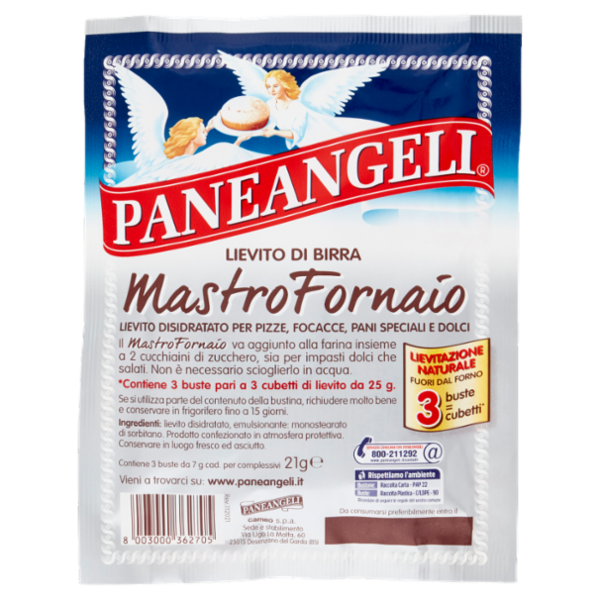 PANEANGELI Lievito di Birra Mastro Fornaio per Pizze, Focacce, Pani Speciali e Dolci 3 x 7 g