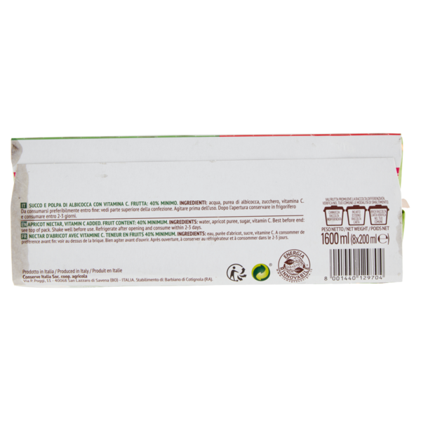 Valfrutta Albicocca Italiana Succo e polpa di frutta 8 x 200 ml