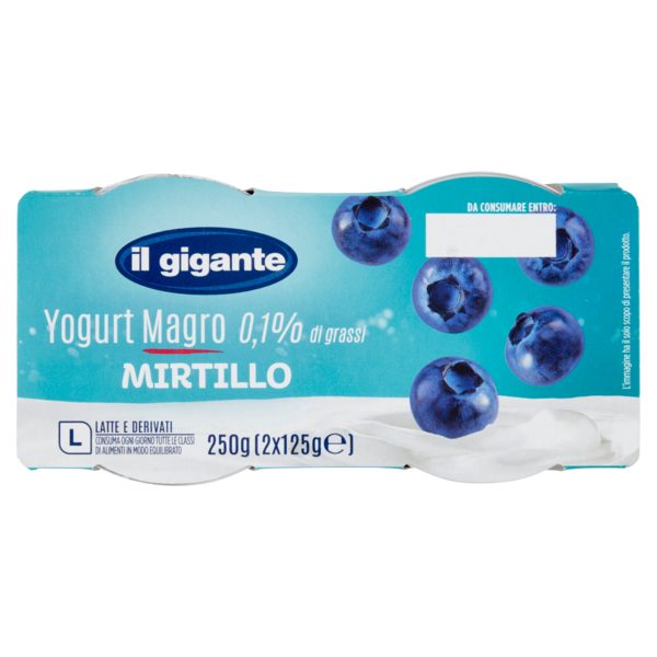 IL GIGANTE Yogurt Magro 0,1% di grassi Mirtillo 2 x 125 g