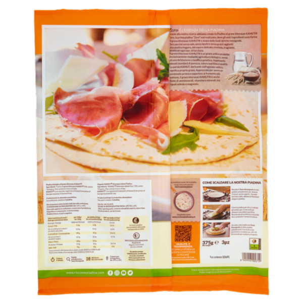 Riccionepiadina bio Piadina Kamut Marchio di Grano Khorasan 3 x 125 g