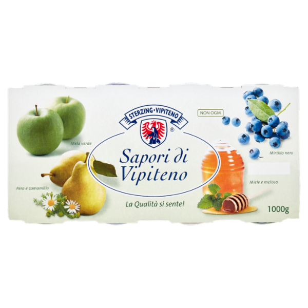 Sterzing Vipiteno Sapori di Vipiteno Mela verde, Pera-camomilla, Mirtillo nero, Miele-melissa 8x125g
