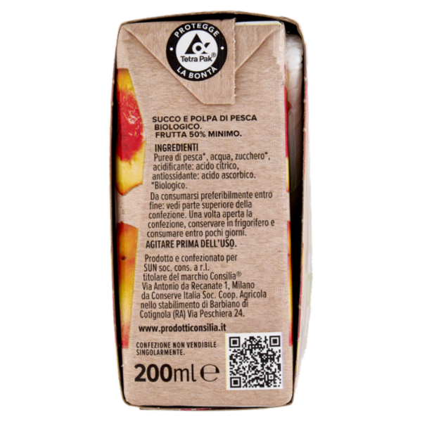 Consilia Succo e Polpa di Pesca Biologico 3x200 ml