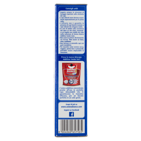 Omino Bianco, Additivo Totale Color, Elimina più di 100 macchie, 600g