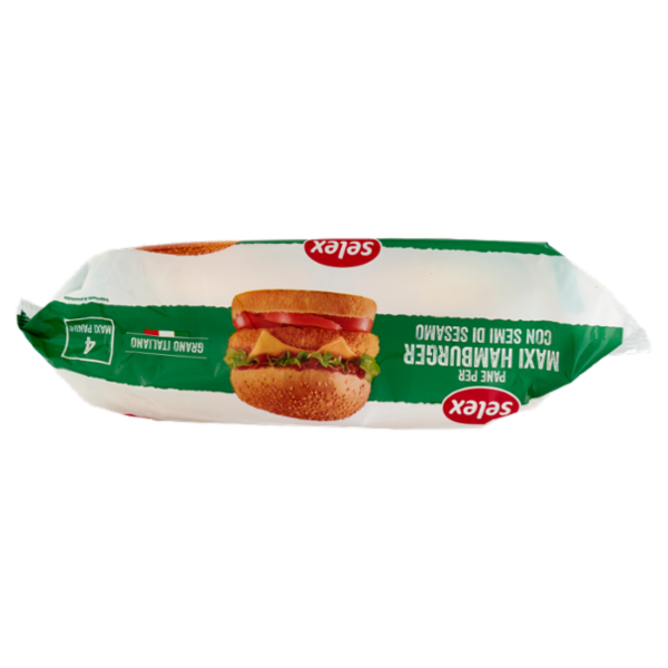 Selex Pane per Maxi Hamburger con Sesamo 4 pezzi 300 g