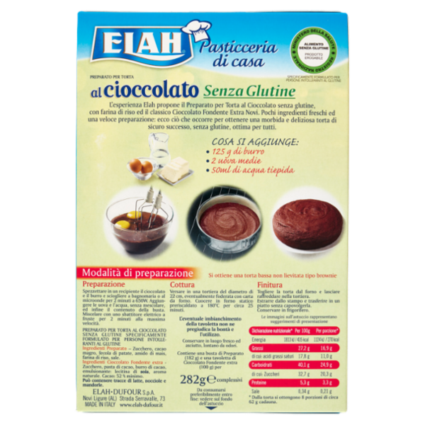 Elah Senza Glutine Preparato per Torta al cioccolato 282 g