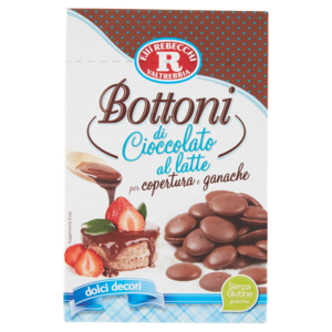 F.lli Rebecchi Valtrebbia Dolci Decori Bottoni Di Cioccolato Al Latte Per Copertura e Ganache 125 g