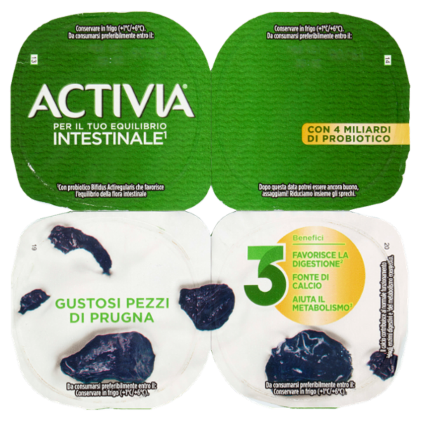 ACTIVIA Yogurt con Probiotico Bifidus, gusto Prugna, 4x125g