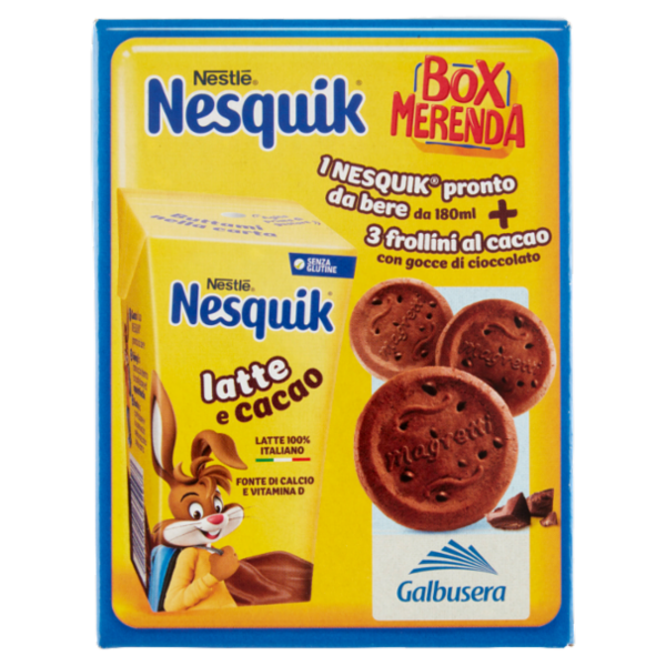 NESQUIK Box Merenda Nesquik Pronto da Bere con 3 frollini Magretti Galbusera Confezione 207 g