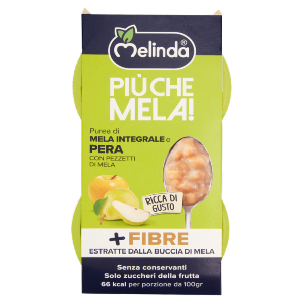 Melinda Più che Mela! Mousse di Golden Delicious e Pera con Pezzi di Mela Fresca 2 x 100 g