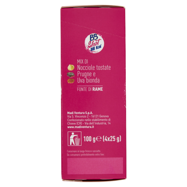Ventura BBShot 98kcal* Mix di Nocciole tostate Prugne e Uva bionda 4 x 25 g