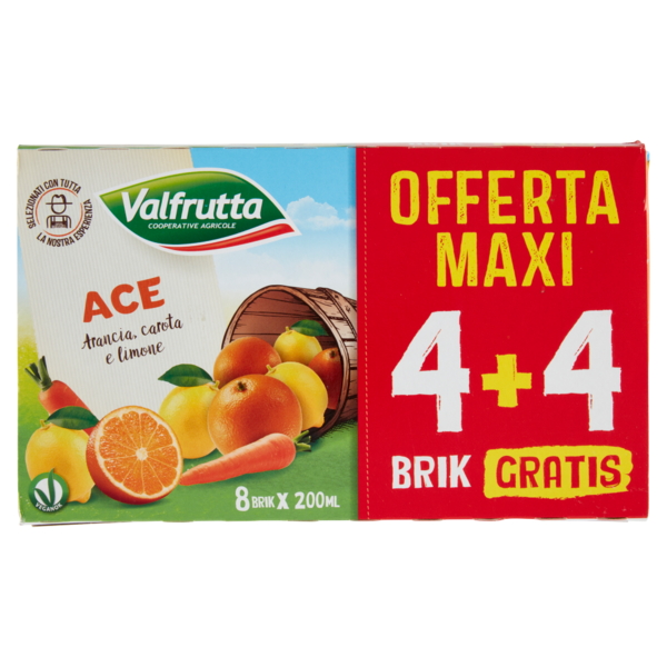Valfrutta ACE Arancia, carota e limone 8 x 200 ml