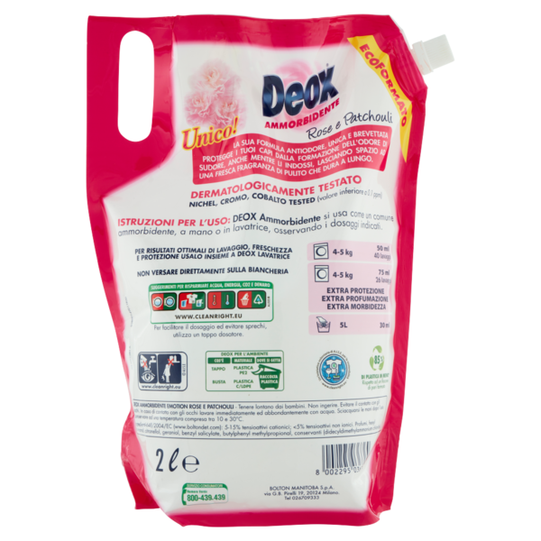 Deox Ammorbidente Emotion Rose e Patchouli 2 l