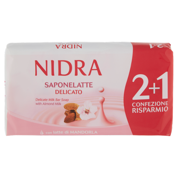 Nidra Saponelatte Delicato con latte di Mandorla 3 x 90 g