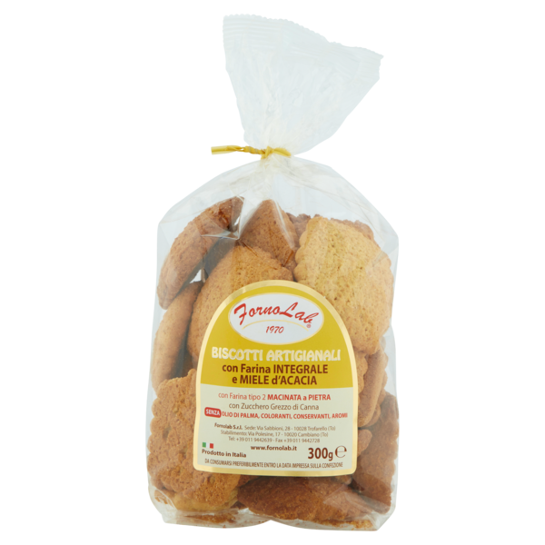 FornoLab Biscotti Artigianali con Farina Integrale e Miele d'Acacia 300 g