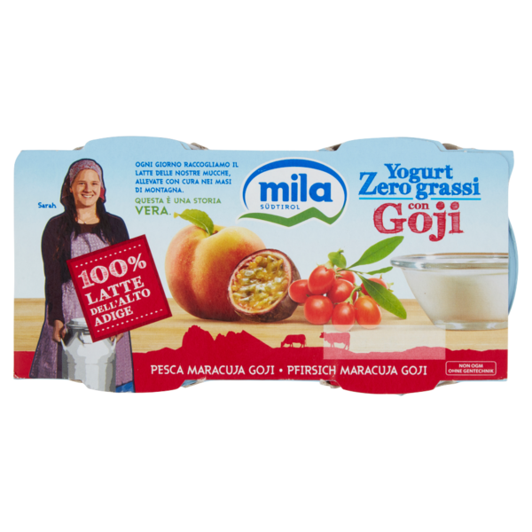 mila Yogurt Zero grassi con Goji Yogurt Magro Pesca Maracuja Goji 2 x 125 g