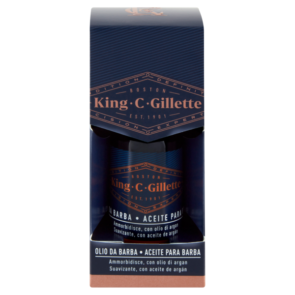 King C. Gillette Olio da Barba - Ammorbidisce ed Idrata con Olii di Argan, Jojoba e Avocado 30 ml