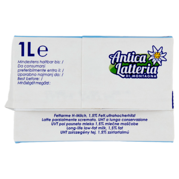 Antica Latteria di Montagna Latte Parzialmente Scremato UHT a Lunga Conservazione 1 Litro