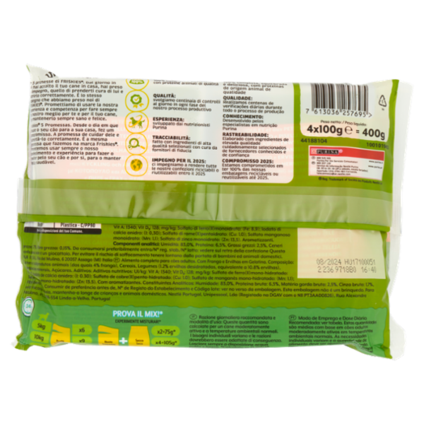 PURINA FRISKIES in Gelatina con Pollo e Piselli 4 x 100 g