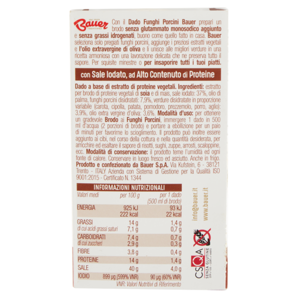 Bauer Porcini Dadi per insaporire i tuoi piatti 6 x 10 g